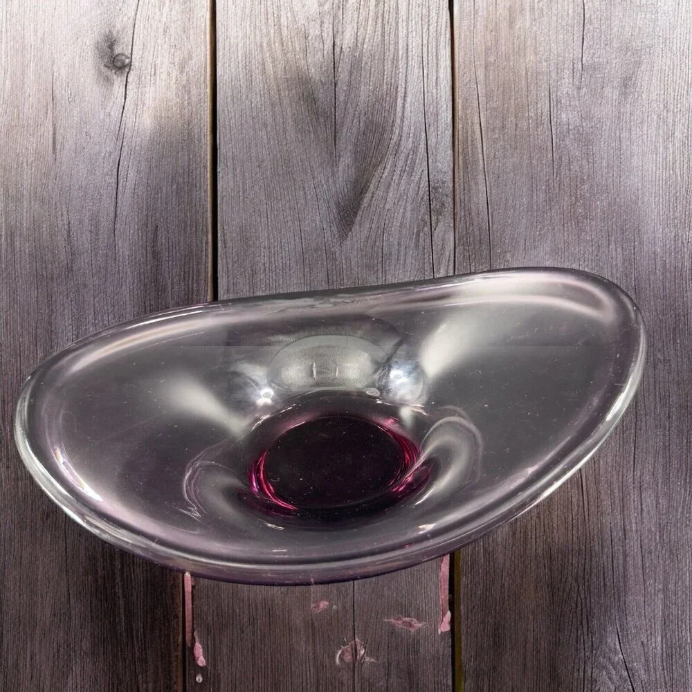 Lotta Peterson for IKEA Transparent Purple Mouth Blown Freeform Glass‎ Bowl Dish